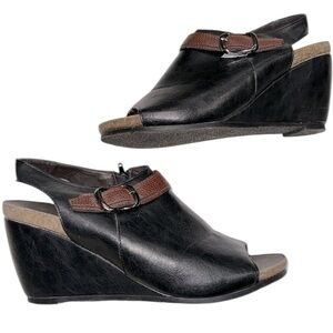Corkys music size 10 Black and Brown Wedge Sandals